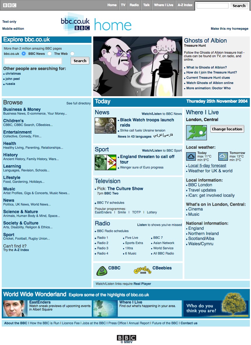 BBC.co.uk homepage (2004)
